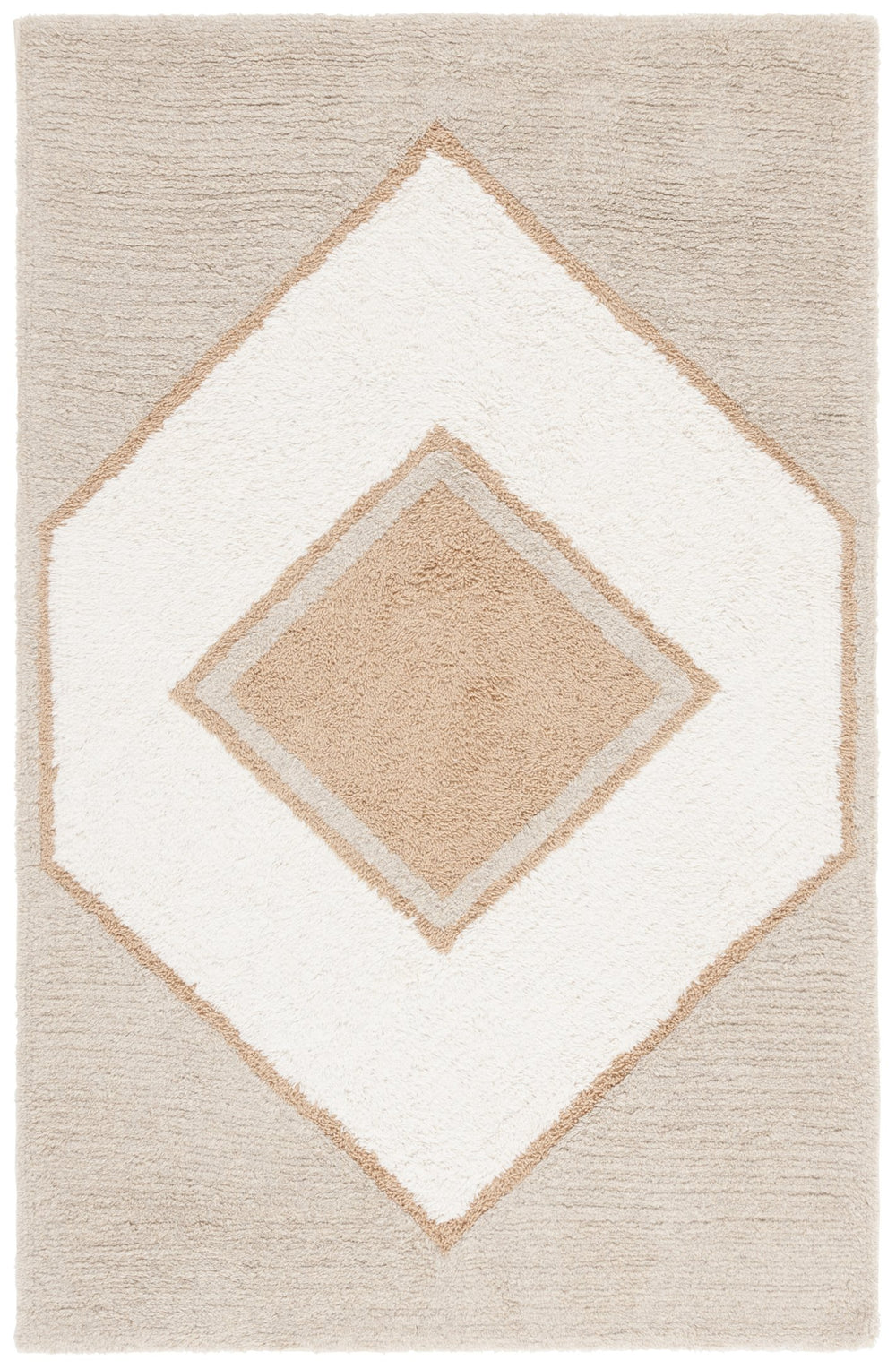 Safavieh Vermont Hand-tufted Area Rug - Contemporary Geometric Design In Warm Neutral Hues For Modern Homes Ivory ,Brown 80% Wool,20% Cotton Vrm557a-8