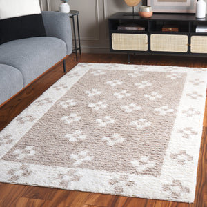 Safavieh Vermont Hand-tufted Wool-blend Area Rug - Elegant Cross Motif Design For Contemporary Spaces Beige ,Ivory 80% Wool,20% Cotton Vrm558b-6sq