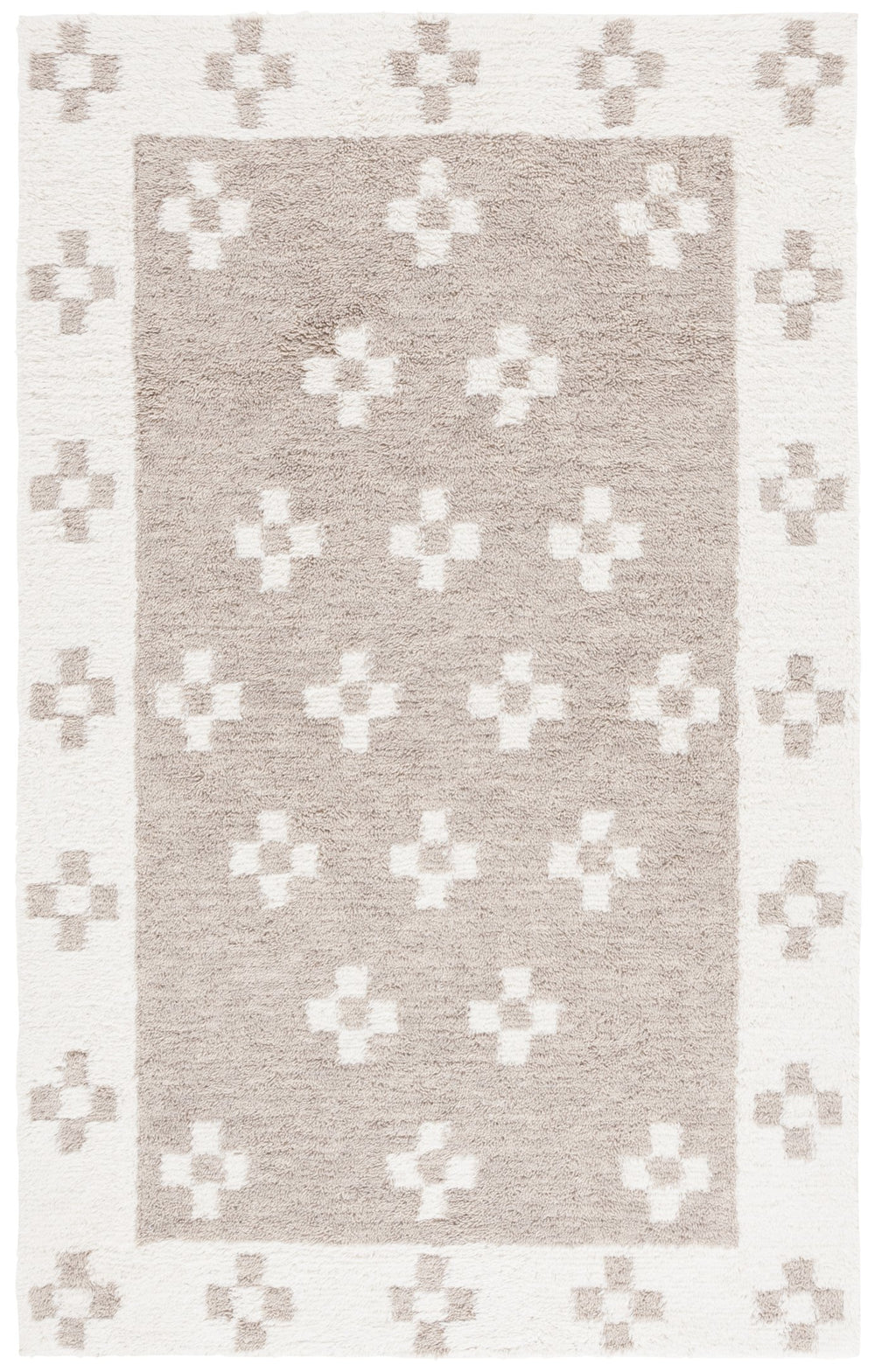 Safavieh Vermont Hand-tufted Wool-blend Area Rug - Elegant Cross Motif Design For Contemporary Spaces Beige ,Ivory 80% Wool,20% Cotton Vrm558b-6sq