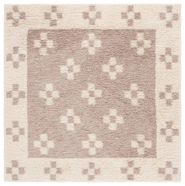 Safavieh Vermont Hand-tufted Wool-blend Area Rug - Elegant Cross Motif Design For Contemporary Spaces Beige ,Ivory 80% Wool,20% Cotton Vrm558b-6sq