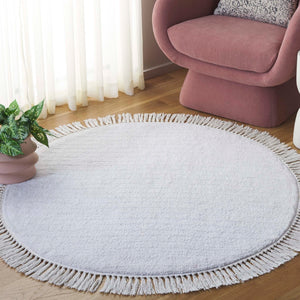 Safavieh Vermont Luxury Area Rug – Elegant Round Design In Soft Cotton & Polyester Blend For Modern Homes Ivory 50% Cotton,50% Polyester Vrm575a-5r