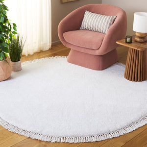 Safavieh Vermont Luxury Area Rug – Elegant Round Design In Soft Cotton & Polyester Blend For Modern Homes Ivory 50% Cotton,50% Polyester Vrm575a-5r