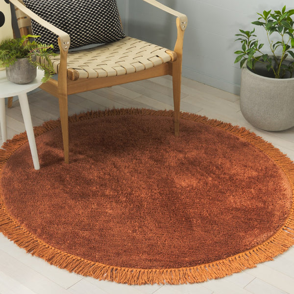 Safavieh Vermont Luxury Area Rug – Elegant Round Design In Soft Cotton & Polyester Blend For Modern Homes Gold 50% Cotton,50% Polyester Vrm575d-3r