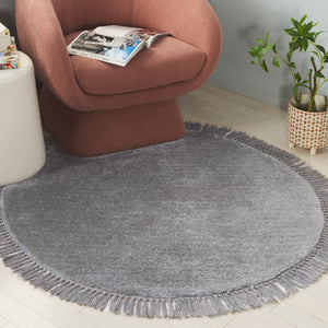 Safavieh Vermont Luxury Area Rug – Elegant Round Design In Soft Cotton & Polyester Blend For Modern Homes Grey 50% Cotton,50% Polyester Vrm575f-3r