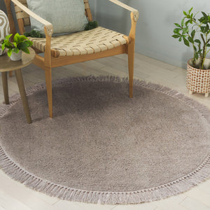 Safavieh Vermont Luxury Area Rug – Elegant Round Design In Soft Cotton & Polyester Blend For Modern Homes Beige ,Grey 50% Cotton,50% Polyester Vrm575g-3r