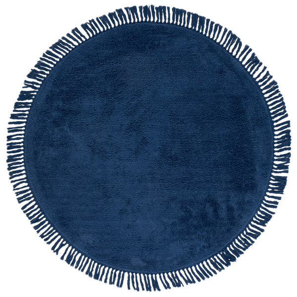 Safavieh Vermont Luxury Area Rug – Elegant Round Design In Soft Cotton & Polyester Blend For Modern Homes Blue 50% Cotton,50% Polyester Vrm575m-3r