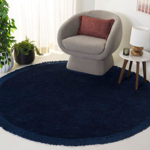 Safavieh Vermont Luxury Area Rug – Elegant Round Design In Soft Cotton & Polyester Blend For Modern Homes Blue 50% Cotton,50% Polyester Vrm575m-3r