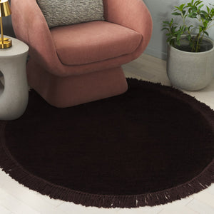 Safavieh Vermont Luxury Area Rug – Elegant Round Design In Soft Cotton & Polyester Blend For Modern Homes Brown 50% Cotton,50% Polyester Vrm575t-3r