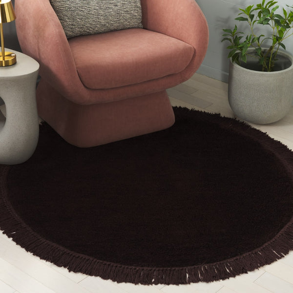 Safavieh Vermont Luxury Area Rug – Elegant Round Design In Soft Cotton & Polyester Blend For Modern Homes Brown 50% Cotton,50% Polyester Vrm575t-3r