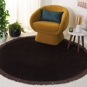 Safavieh Vermont Luxury Area Rug – Elegant Round Design In Soft Cotton & Polyester Blend For Modern Homes Brown 50% Cotton,50% Polyester Vrm575t-3r