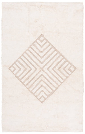Safavieh Vermont Hand‑Loomed Geometric Rug In Ivory Brown — Soft Cotton Pile, Modern Textured Warmth For Rooms 4'-0" x 6'-0" VRM577A-4