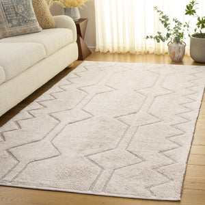 Safavieh Vermont Hand-Loomed Cotton Rug In Ivory And Brown — Low-Profile Geometric Design, Soft Durable Texture 4'-0" x 6'-0" VRM578A-4