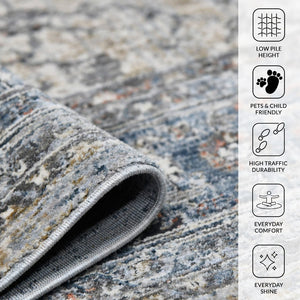 Amer Rugs Vermont Persian Bordered Power-loom Area Rug – Stylish Comfort For Living Rooms And Bedrooms Ivory,Gray Polyester Vrm62708