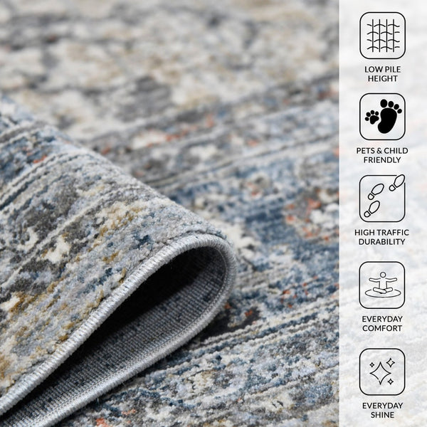 Amer Rugs Vermont Persian Bordered Power-loom Area Rug – Stylish Comfort For Living Rooms And Bedrooms Ivory,Gray Polyester Vrm62708