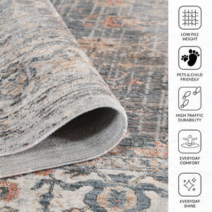 Amer Rugs Vermont Persian Bordered Power-loom Area Rug – Stylish Comfort For Living Rooms And Bedrooms Charcoal Polyester Vrm70203