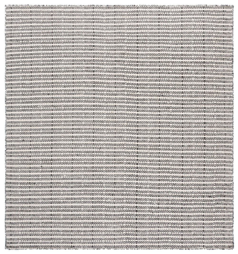 Safavieh Vermont Hand Tufted Round Area Rug - Luxurious Geometric Design For Modern Elegance In Any Room Black ,Ivory 80% Wool And 20% Cotton Vrm803z-7sq