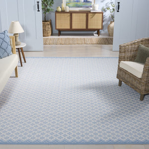 Safavieh Vermont Large Rectangle Handwoven Wool-cotton Rug In Light Blue/Ivory - Elegant 8' X 10' Design Light Blue ,Ivory 85% Wool,15% Cotton Vrm908l-8