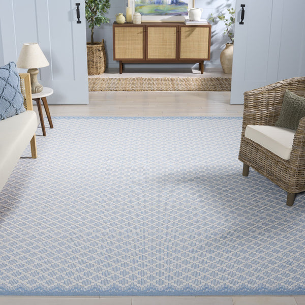 Safavieh Vermont Large Rectangle Handwoven Wool-cotton Rug In Light Blue/Ivory - Elegant 8' X 10' Design Light Blue ,Ivory 85% Wool,15% Cotton Vrm908l-8