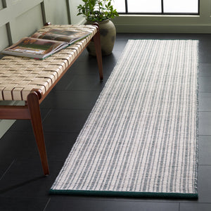 Safavieh Vermont Hand Woven Runner Rug - Timeless Elegance For Hallways, Crafted In India With Premium Materials Green ,Ivory 60% Cotton 40% Wool Vrm909y-28