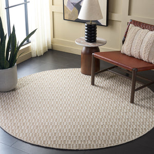 Safavieh Vermont Hand-Woven Wool-Cotton Area Rug In Beige Ivory — Low Profile, Scandinavian Minimalist Elegance 3'-0" x 5'-0" VRM910B-3
