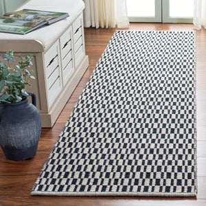 Safavieh Vermont Hand‑Woven Navy And Ivory Area Rug — Scandinavian Wool‑Cotton Blend For Soft, Durable Elegance 6'-0" x 6'-0" VRM910N-6SQ
