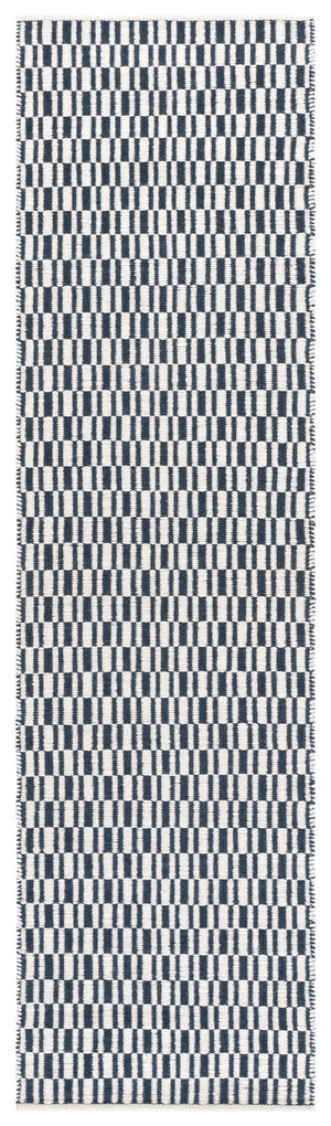 Safavieh Vermont Handwoven Navy Ivory Rug — Wool-Cotton Low-Pile Scandinavian Minimalist Design For Living Rooms 4'-0" x 6'-0" VRM910N-4