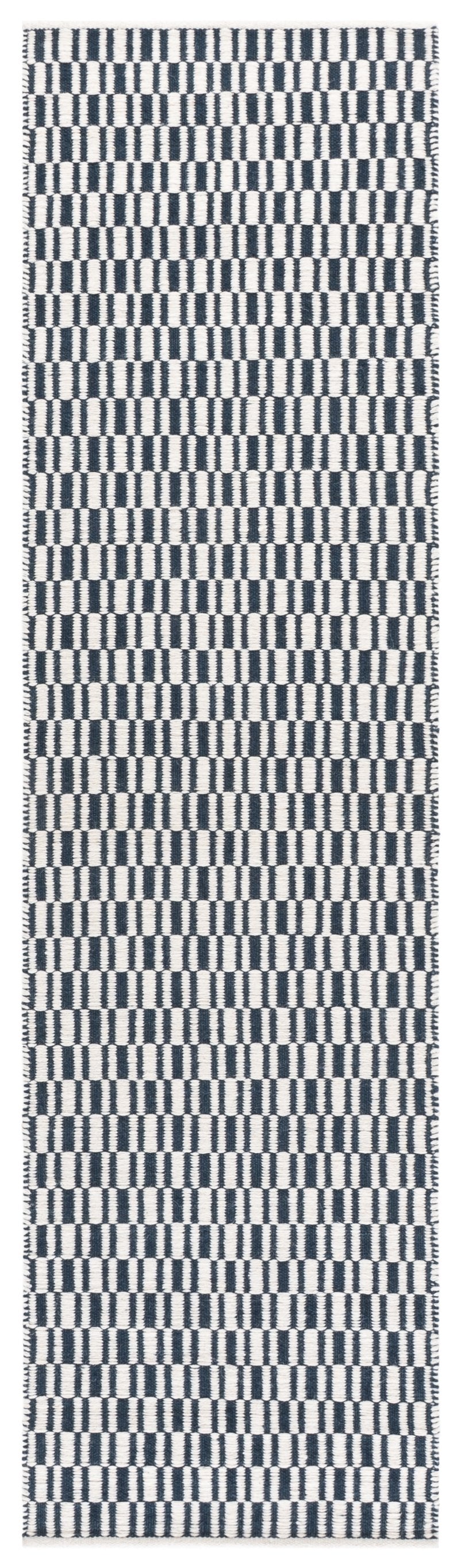Safavieh Vermont Handcrafted Round Navy And Ivory Wool-Cotton Rug — Low-Profile, Durable, Minimalist Centerpiece Rooms 6'-0" x 6'-0" VRM910N-6R