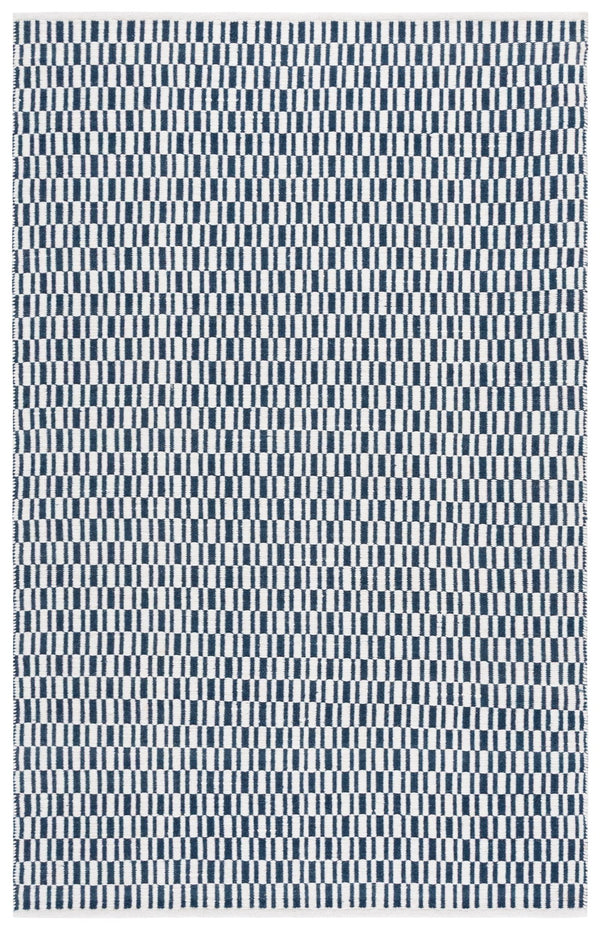 Safavieh Vermont Handcrafted Round Navy And Ivory Wool-Cotton Rug — Low-Profile, Durable, Minimalist Centerpiece Rooms 6'-0" x 6'-0" VRM910N-6R