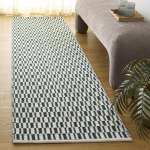 Safavieh Vermont Handwoven Round Wool-Cotton Rug In Dark Green And Ivory — Scandinavian Texture, Low-Profile Comfort 6'-0" x 6'-0" VRM910Y-6R