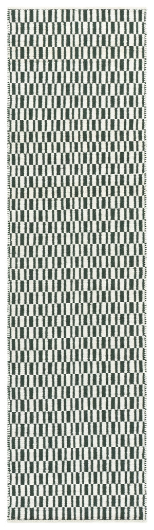 Safavieh Vermont Handwoven Dark Green And Ivory Wool-Cotton Rug — Scandinavian Minimalism, Plush Low-Profile Comfort 6'-0" x 6'-0" VRM910Y-6SQ