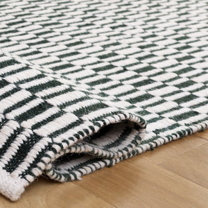 Safavieh Vermont Hand-Woven Dark Green & Ivory Wool Rug, Low-Profile Scandinavian Style For Living Rooms 9'-0" x 12'-0" VRM910Y-9
