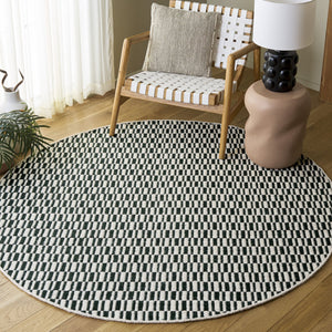 Safavieh Vermont Hand-Woven Dark Green And Ivory Area Rug, 85% Wool 15% Cotton, Low-Profile Scandinavian Chic 4'-0" x 6'-0" VRM910Y-4
