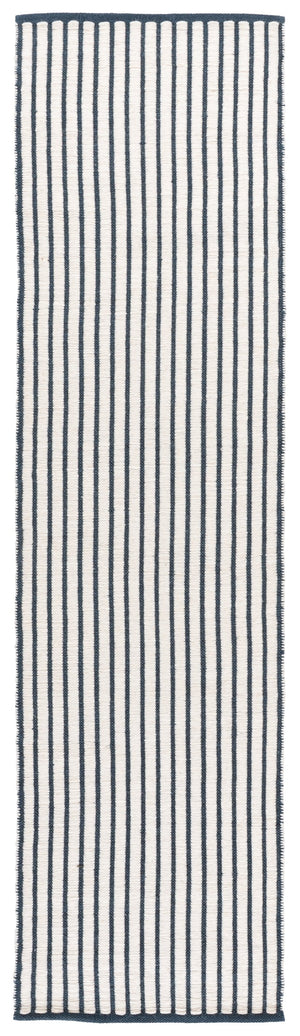 Safavieh Vermont Handwoven Round Rug In Navy Blue Striped Scandinavian Design — Wool-Cotton Low Pile Durability 6'-0" x 6'-0" VRM911N-6R
