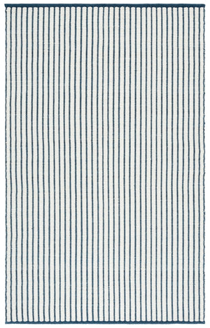 Safavieh Vermont Handwoven Round Rug In Navy Blue Striped Scandinavian Design — Wool-Cotton Low Pile Durability 6'-0" x 6'-0" VRM911N-6R