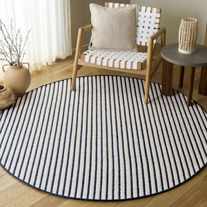 Safavieh Vermont Handcrafted Wool-Cotton Runner In Navy Blue Striped Design — Scandinavian Elegance, Durable Comfort 2'-3" x 9'-0" VRM911N-29