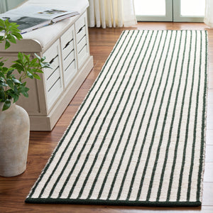 Safavieh Vermont Hand-Woven Dark Green And Ivory Scandinavian Square Rug, Wool-Cotton Blend, Low-Profile Texture 6'-0" x 6'-0" VRM911Y-6SQ