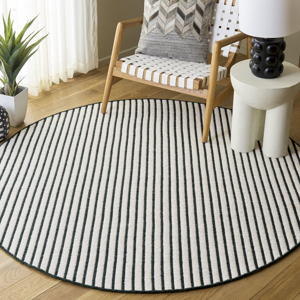 Safavieh Vermont Hand-Woven Dark Green And Ivory Scandinavian Square Rug, Wool-Cotton Blend, Low-Profile Texture 6'-0" x 6'-0" VRM911Y-6SQ
