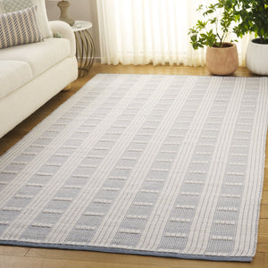 Safavieh Vermont Chic Area Rug Crafted In India – Modern Flatweave Design For Timeless Elegance And Comfort Light Blue ,Ivory 60% Wool,40% Cotton Vrm951l-5