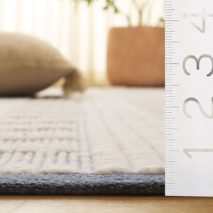 Safavieh Vermont Chic Area Rug Crafted In India – Modern Flatweave Design For Timeless Elegance And Comfort Blue ,Ivory 60% Wool,40% Cotton Vrm951m-5