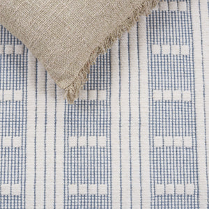 Safavieh Vermont Chic Area Rug Crafted In India – Modern Flatweave Design For Timeless Elegance And Comfort Blue ,Ivory 60% Wool,40% Cotton Vrm951m-5