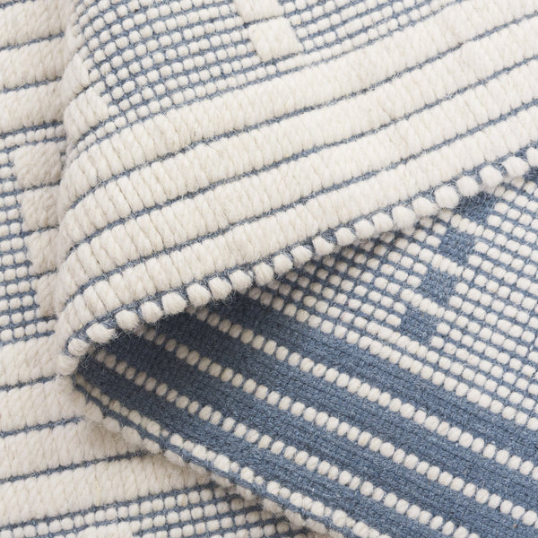 Safavieh Vermont Chic Area Rug Crafted In India – Modern Flatweave Design For Timeless Elegance And Comfort Blue ,Ivory 60% Wool,40% Cotton Vrm951m-5