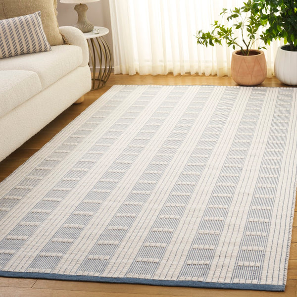 Safavieh Vermont Handcrafted Rectangular Area Rug - Modern Design, Cozy Comfort, Durable & Chic Home Accent Blue ,Ivory 60% Wool,40% Cotton Vrm951m-6