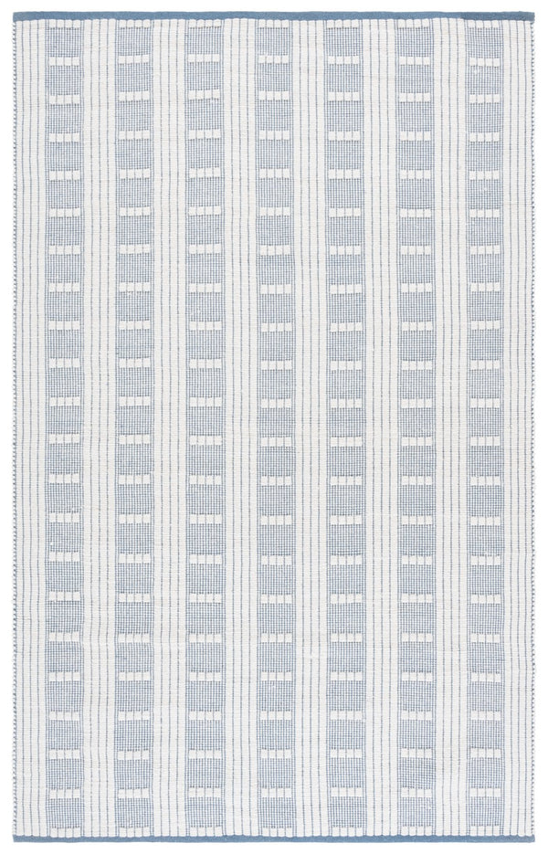 Safavieh Vermont Chic Area Rug Crafted In India – Modern Flatweave Design For Timeless Elegance And Comfort Blue ,Ivory 60% Wool,40% Cotton Vrm951m-5