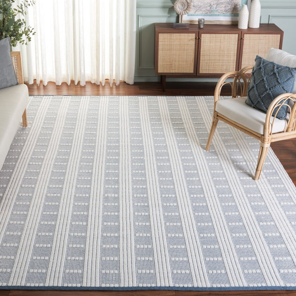 Safavieh Vermont Handcrafted Rectangular Area Rug - Modern Design, Cozy Comfort, Durable & Chic Home Accent Blue ,Ivory 60% Wool,40% Cotton Vrm951m-6