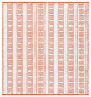 Safavieh Vermont Chic Area Rug Crafted In India – Modern Flatweave Design For Timeless Elegance And Comfort Orange ,Ivory 60% Wool,40% Cotton Vrm951p-6sq