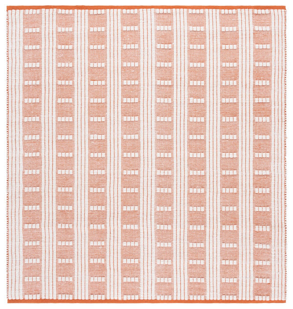Safavieh Vermont Chic Area Rug Crafted In India – Modern Flatweave Design For Timeless Elegance And Comfort Orange ,Ivory 60% Wool,40% Cotton Vrm951p-6sq