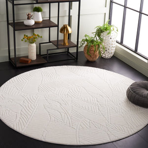 Safavieh Versaillies Floral Ivory Polyester Runner Rug for Hallways and Entryways Soft Pile 6'-0" x 6'-0" (Round) VRS655A-6R