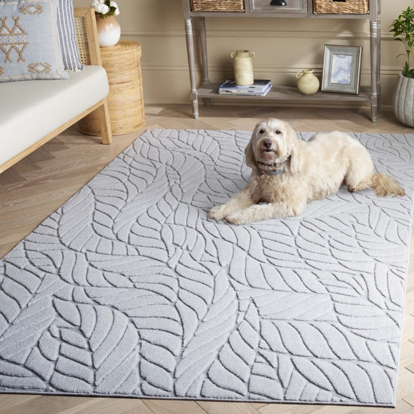 Safavieh Versaillies Floral Botanical Runner Rug Soft Grey Polyester Weave for Hallways 5'-0" x 8'-0" VRS658F-5