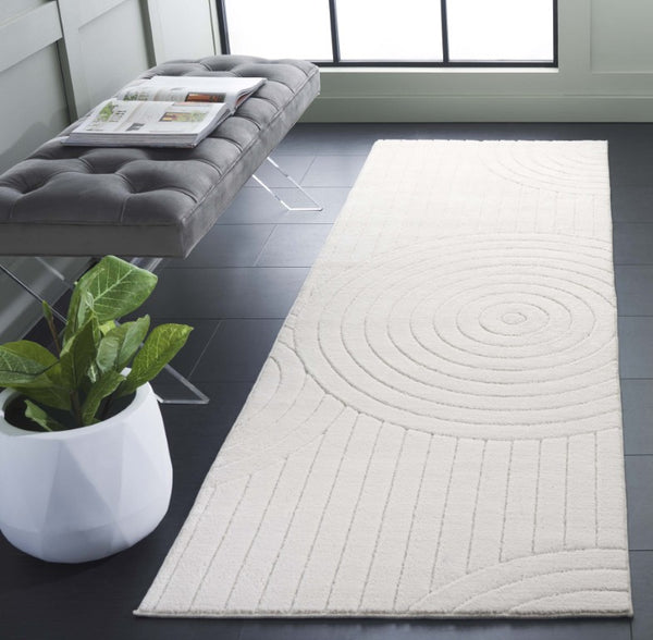 Safavieh Versaillies Geometric Ivory Polyester Runner Rug for Hallways Entryways and Kitchens 2'-6" x 8'-0" VRS664A-28