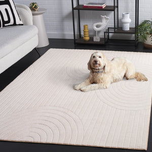 Safavieh Versaillies Geometric Ivory Polyester Runner Rug for Hallways Entryways and Kitchens 5'-0" x 8'-0" VRS664A-5